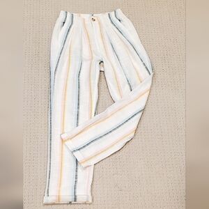 BillaBong+Salty Blonde New Moves Gauzy Cotton White/Stripes Pants, 26, Like New